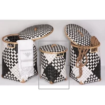 Fekete-fehér Bambusz Tárolókosár 29x38 cm