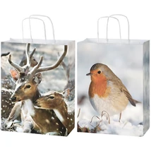 Téli Állatos Díszzacskó XL - 42 x 32 cm